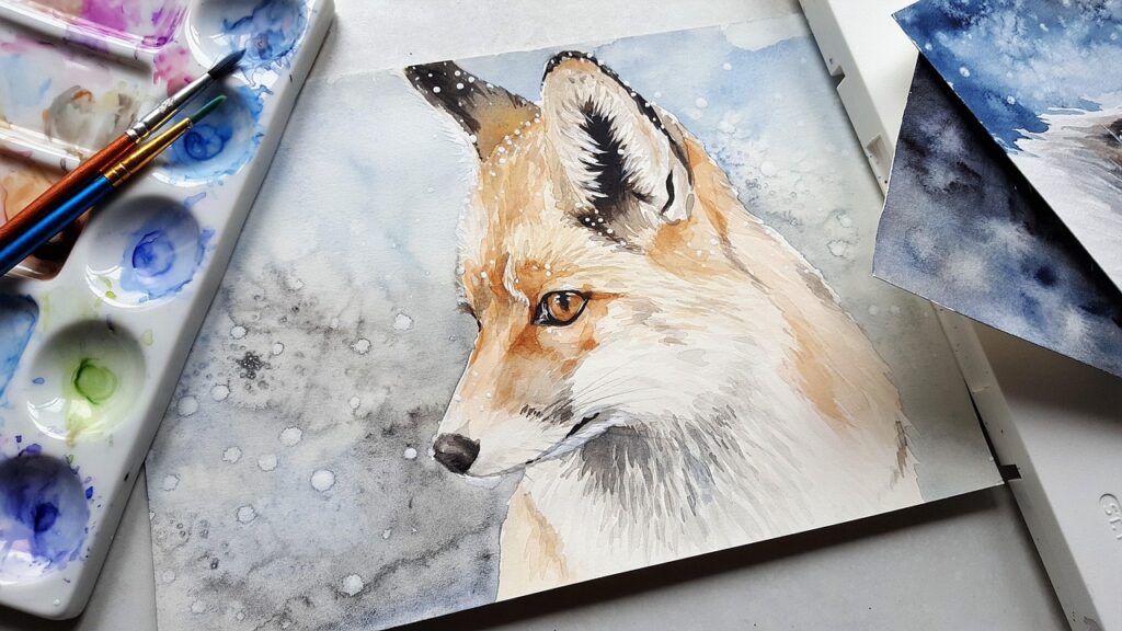 animal, fox, nature, painting, art, colors, brushes, watercolor, fox, fox, fox, fox, fox, painting, painting, painting, painting, watercolor, watercolor
